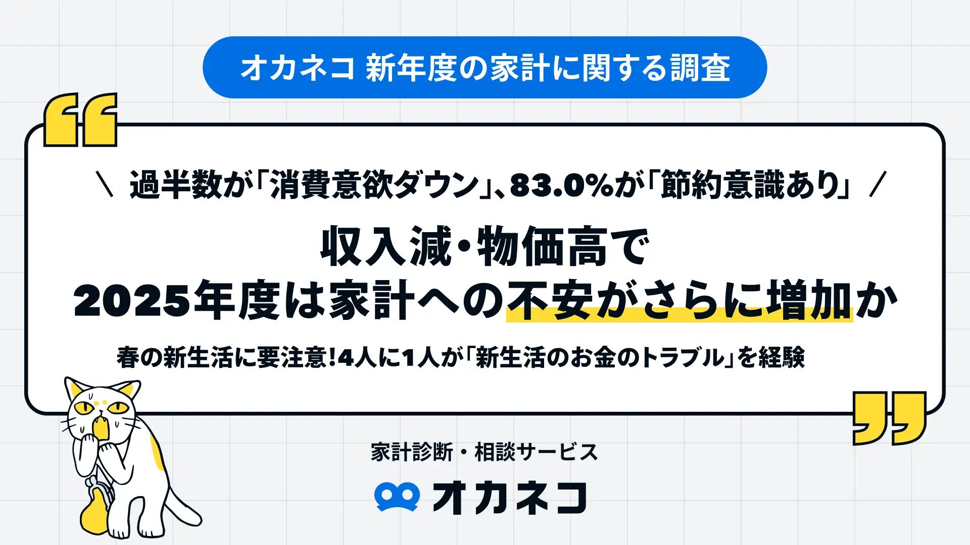過半数が「消費意欲ダウン」、83.0％が「節約意識あり」、収入減